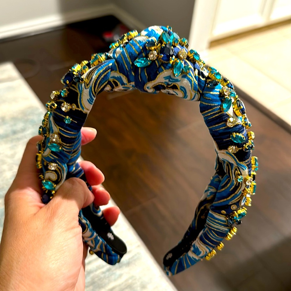 Lele Sadoughi blue bejeweled head band